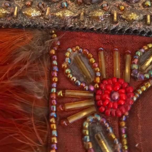 Mary Frances Yellow Beaded Feather Handbag Chain Strap - Picture 4 of 5